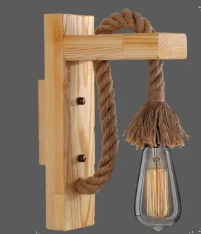 Wooden Rope Hallway Wall Lamp