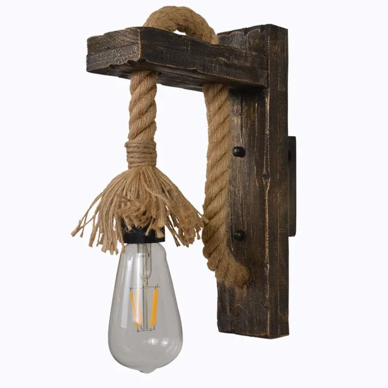 Wooden Rope Hallway Wall Lamp