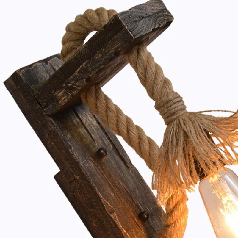 Wooden Rope Hallway Wall Lamp