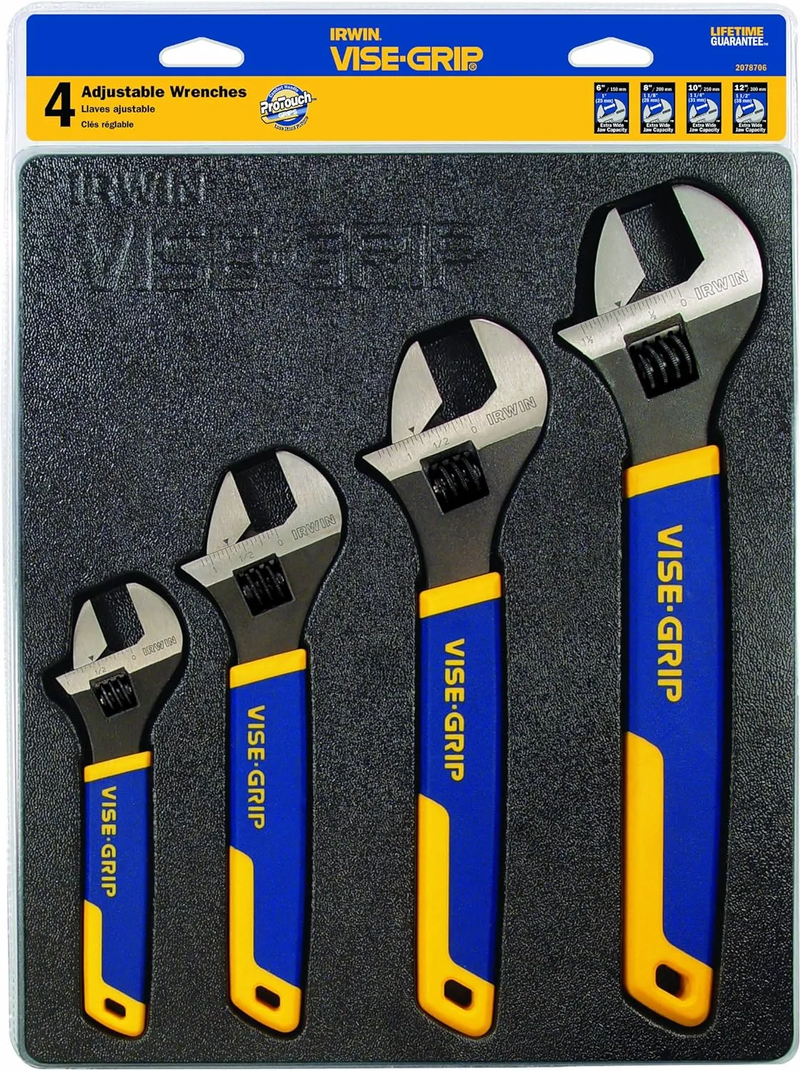 Wrench Set - Irwin VISE-GRIP Adjustable Wrench Set, SAE/MM, 4-Piece, 2078706