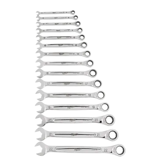 Wrench Set - Milwaukee 15pc Ratcheting Combination Wrench Set - Metric, 48-22-9516