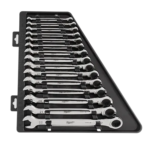 Wrench Set - Milwaukee 15pc Ratcheting Combination Wrench Set - Metric, 48-22-9516