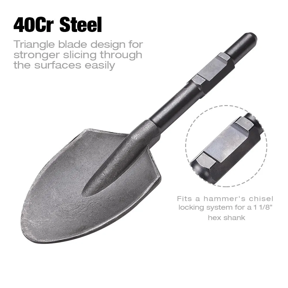 Yescom Electric Jack Hammer Pointed Clay Spade Shovel Bit 1-1/8" Hex Steel