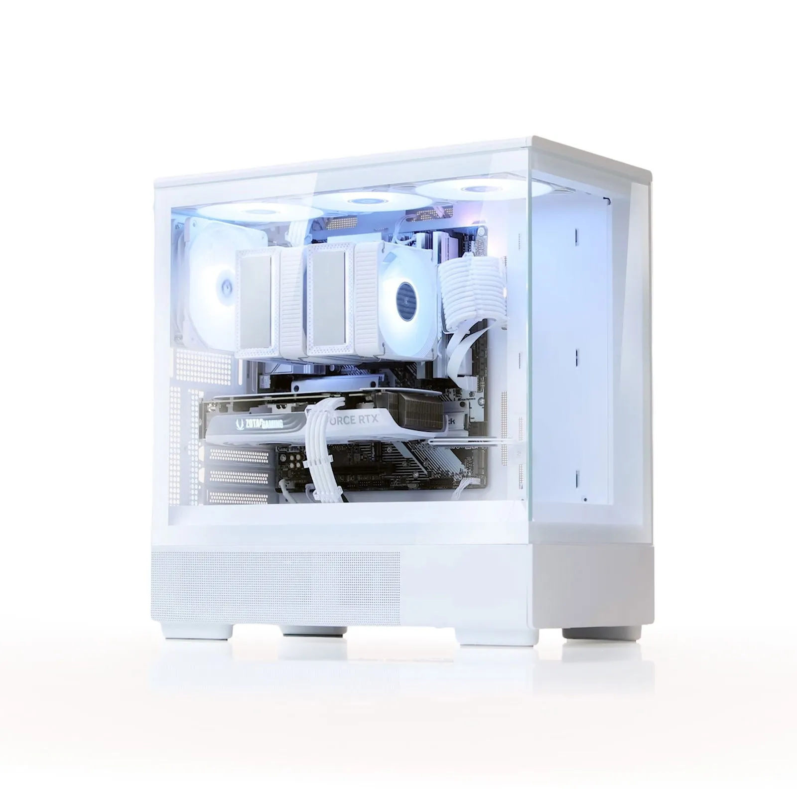 Zalman P10 mATX Gaming PC Case, Panoramic Glass, 1 x PWM ARGB Fan - White